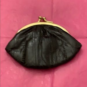 Black genuine eelskin change wallet